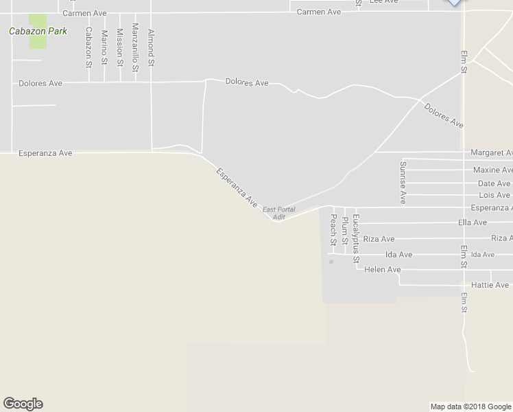 map of restaurants, bars, coffee shops, grocery stores, and more near Esperanza Avenue in Cabazon