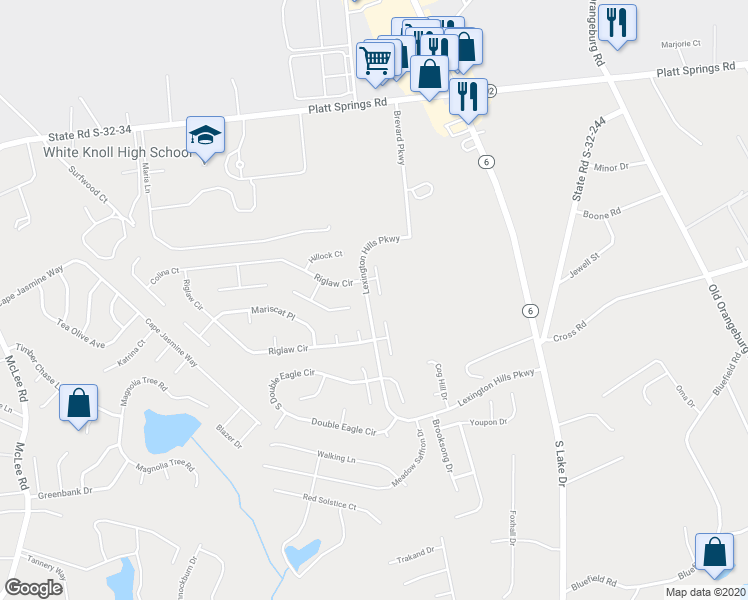 map of restaurants, bars, coffee shops, grocery stores, and more near 212 Whixley Lane in Lexington