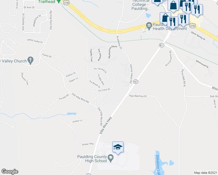 map of restaurants, bars, coffee shops, grocery stores, and more near 403 Ivy Crest Dr in Dallas