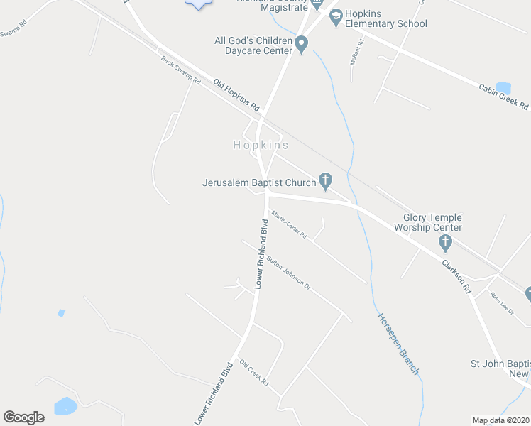 map of restaurants, bars, coffee shops, grocery stores, and more near 6208 Lower Richland Boulevard in Hopkins