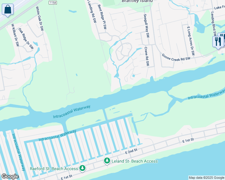 map of restaurants, bars, coffee shops, grocery stores, and more near 1777 Gores Landing Road Southwest in Ocean Isle Beach