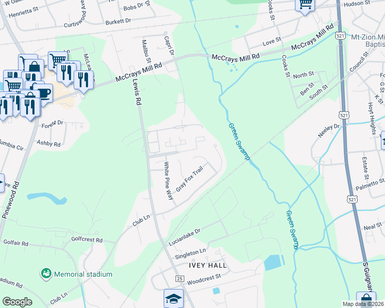 map of restaurants, bars, coffee shops, grocery stores, and more near 751 Stratton Court in Sumter