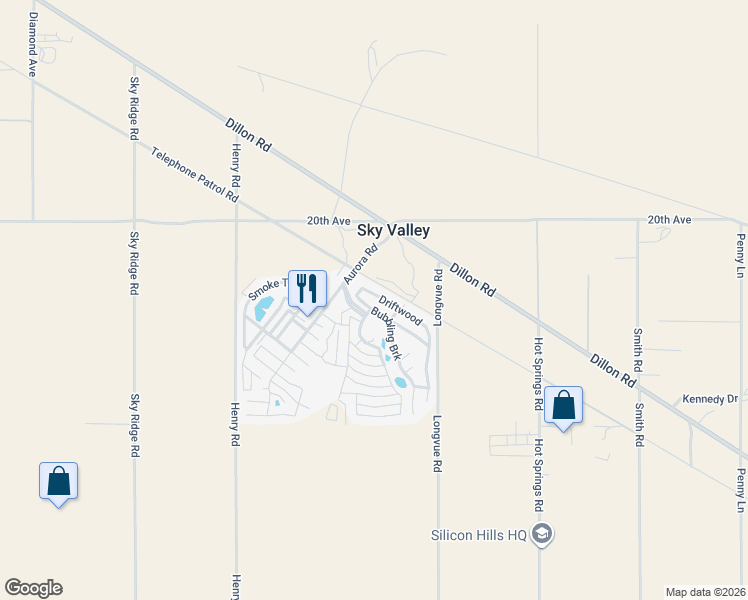 map of restaurants, bars, coffee shops, grocery stores, and more near 74711 Dillon Road in Desert Hot Springs