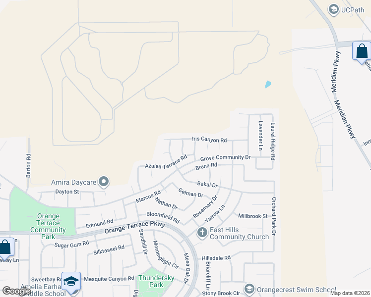 map of restaurants, bars, coffee shops, grocery stores, and more near 8268 Bayberry Ridge Street in Riverside