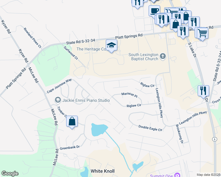 map of restaurants, bars, coffee shops, grocery stores, and more near 218 pico Place in Lexington