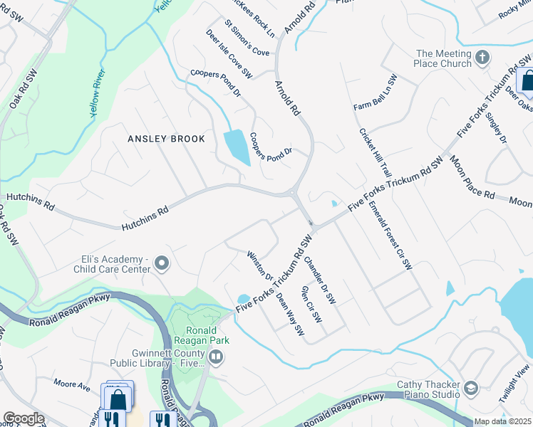 map of restaurants, bars, coffee shops, grocery stores, and more near 2595 Winthrope Way in Lawrenceville