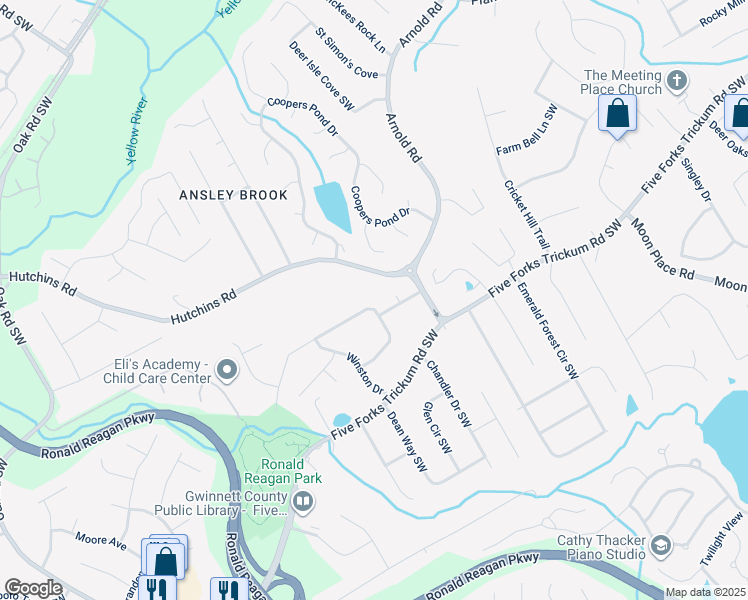 map of restaurants, bars, coffee shops, grocery stores, and more near 2595 Winthrope Way in Lawrenceville