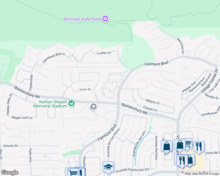 map of restaurants, bars, coffee shops, grocery stores, and more near 19911 Turin Court in Yorba Linda