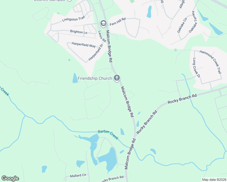 map of restaurants, bars, coffee shops, grocery stores, and more near 2121 Malcom Bridge Road in Bogart