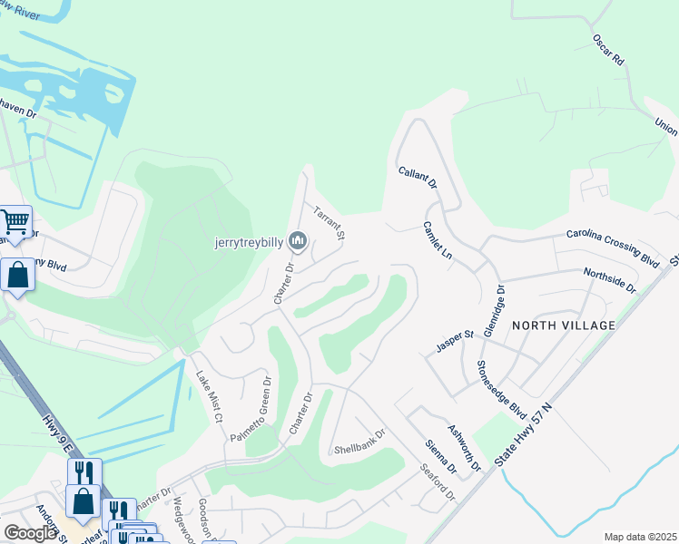 map of restaurants, bars, coffee shops, grocery stores, and more near 830 Fairway Drive in Longs