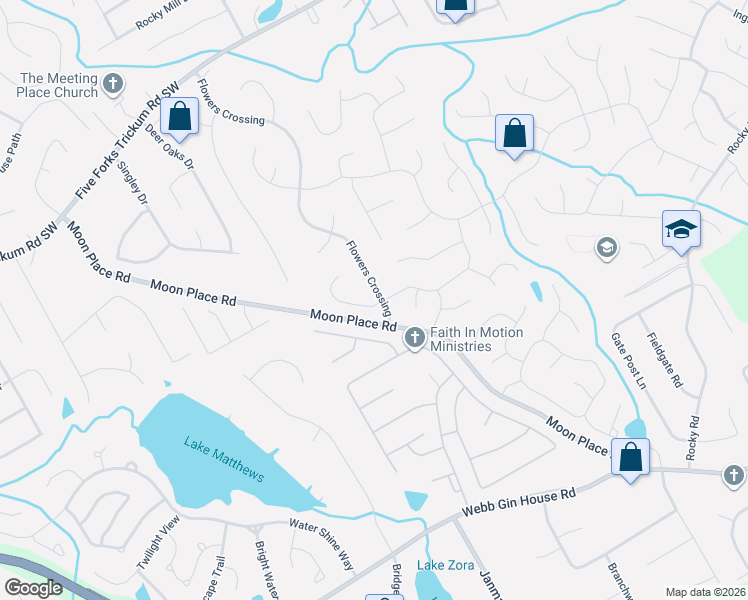 map of restaurants, bars, coffee shops, grocery stores, and more near 1048 Flowers Crossing in Lawrenceville