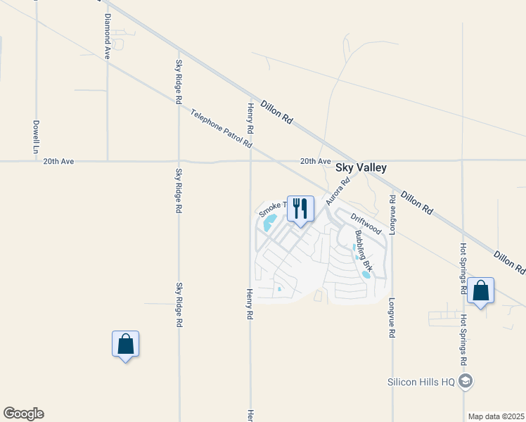 map of restaurants, bars, coffee shops, grocery stores, and more near 74711 Dillon Road in Desert Hot Springs