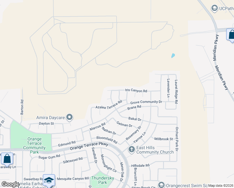 map of restaurants, bars, coffee shops, grocery stores, and more near 8263 Bayberry Ridge Street in Riverside