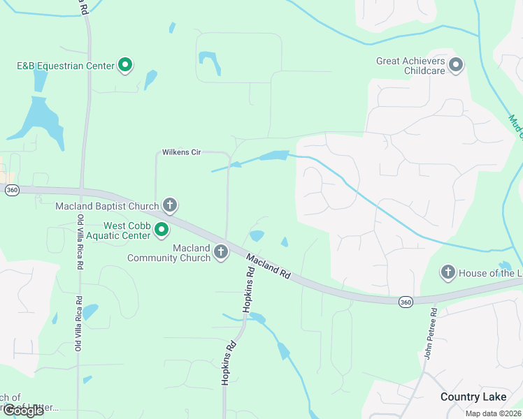 map of restaurants, bars, coffee shops, grocery stores, and more near 3599 Gus Robinson Road in Powder Springs