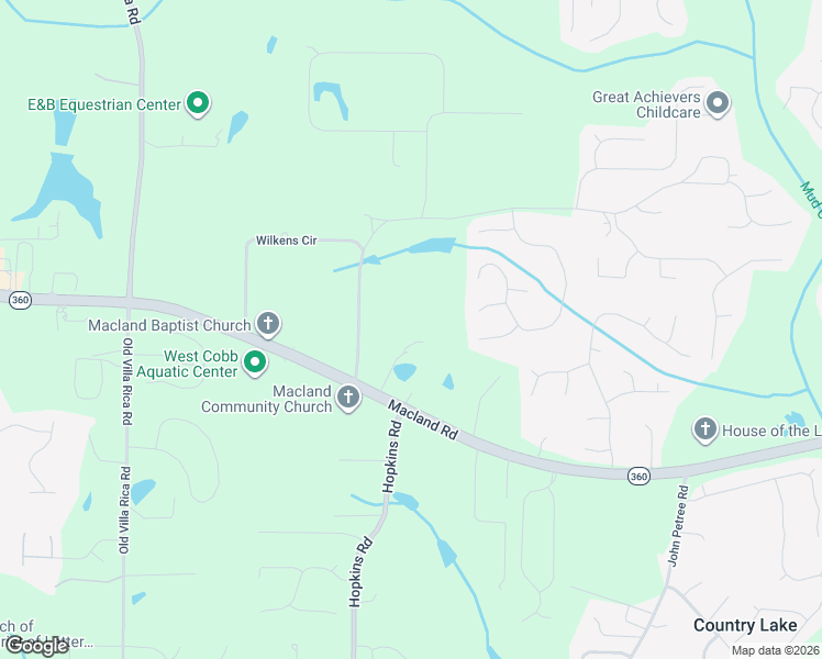 map of restaurants, bars, coffee shops, grocery stores, and more near 3599 Gus Robinson Road in Powder Springs