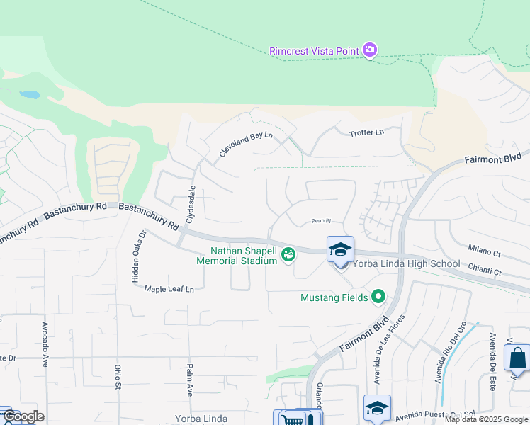 map of restaurants, bars, coffee shops, grocery stores, and more near 4137 Yale Street in Yorba Linda
