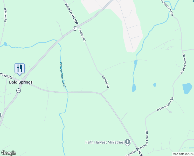 map of restaurants, bars, coffee shops, grocery stores, and more near 4752 Bentley Road in Monroe