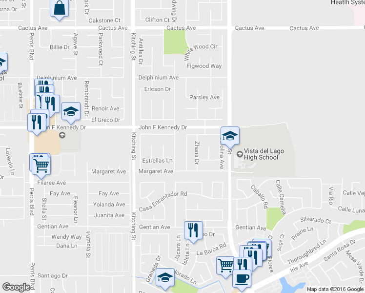 map of restaurants, bars, coffee shops, grocery stores, and more near 15091 Jacquetta Ave in Moreno Valley