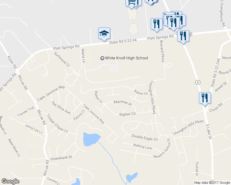 map of restaurants, bars, coffee shops, grocery stores, and more near 311 Cumbre Court in Lexington