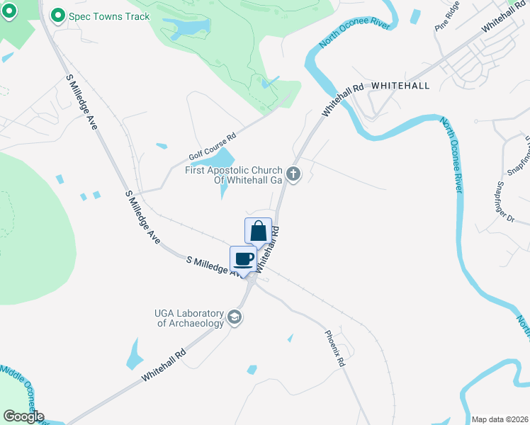 map of restaurants, bars, coffee shops, grocery stores, and more near 145 Towns Grocery Lane in Athens