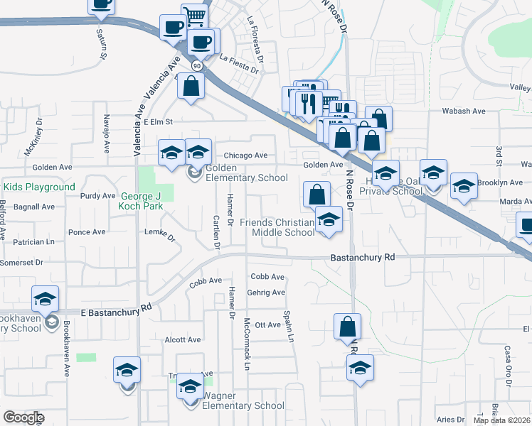 map of restaurants, bars, coffee shops, grocery stores, and more near 920 Medwick Lane in Placentia