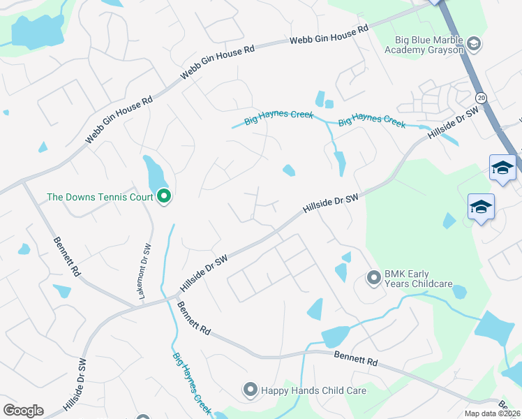 map of restaurants, bars, coffee shops, grocery stores, and more near 848 Copper Mist Court in Grayson