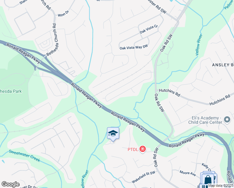 map of restaurants, bars, coffee shops, grocery stores, and more near 3476 Bridge Walk Drive in Lawrenceville