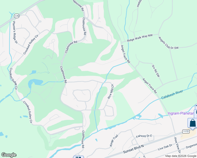 map of restaurants, bars, coffee shops, grocery stores, and more near 164 Ricemill Circle in Sunset Beach
