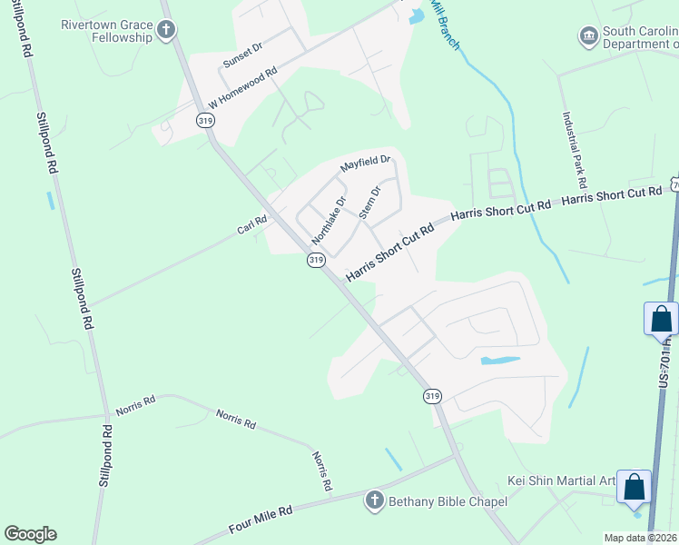 map of restaurants, bars, coffee shops, grocery stores, and more near 1839 Harris Short Cut Road in Conway