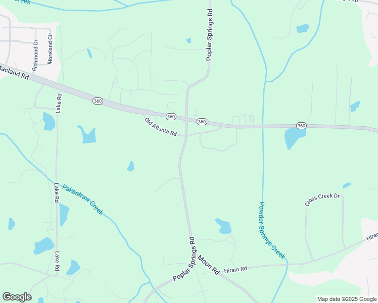 map of restaurants, bars, coffee shops, grocery stores, and more near 1352 Poplar Springs Road in Powder Springs
