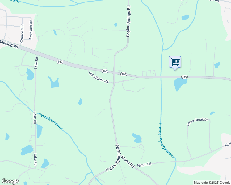 map of restaurants, bars, coffee shops, grocery stores, and more near 1352 Poplar Springs Road in Powder Springs