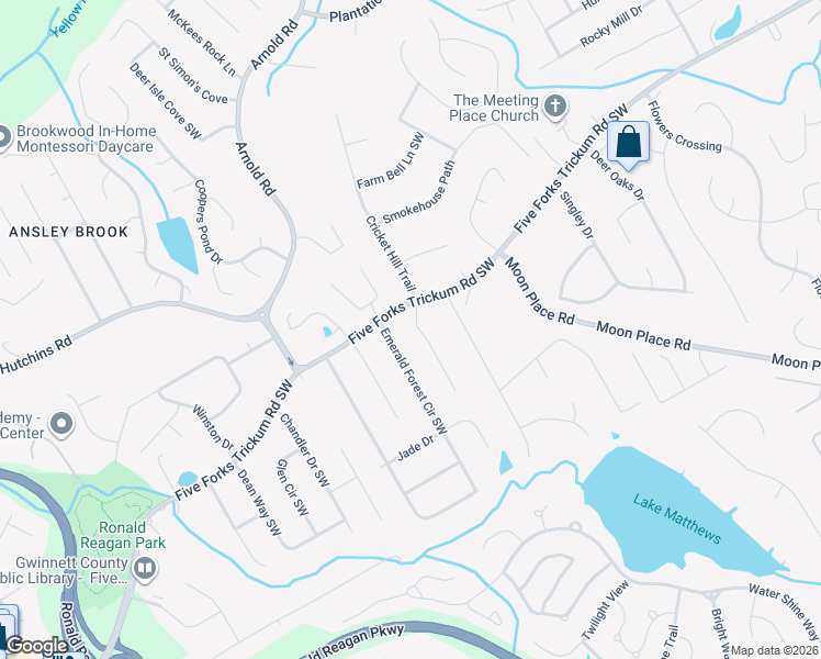 map of restaurants, bars, coffee shops, grocery stores, and more near 725 Cricket Hill Trail in Lawrenceville