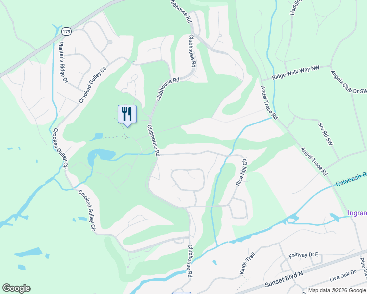map of restaurants, bars, coffee shops, grocery stores, and more near 126 Rice Mill Circle in Sunset Beach