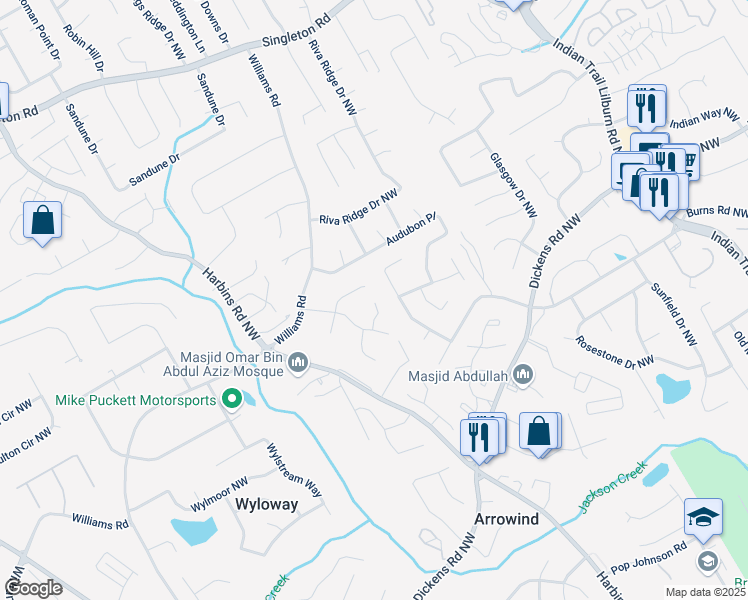 map of restaurants, bars, coffee shops, grocery stores, and more near 5314 Waverly Trce in Norcross