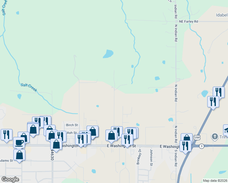 map of restaurants, bars, coffee shops, grocery stores, and more near 500 Oak Brook Drive in Idabel
