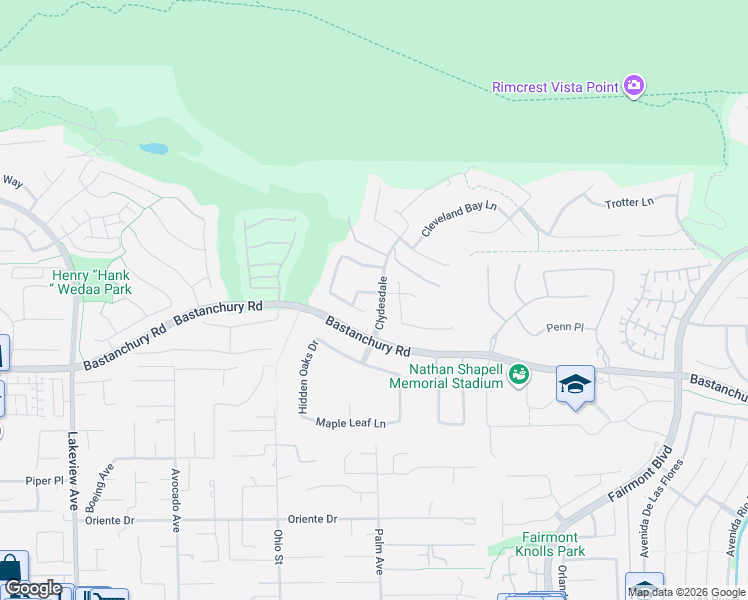 map of restaurants, bars, coffee shops, grocery stores, and more near 19240 Steeplechase Way in Yorba Linda