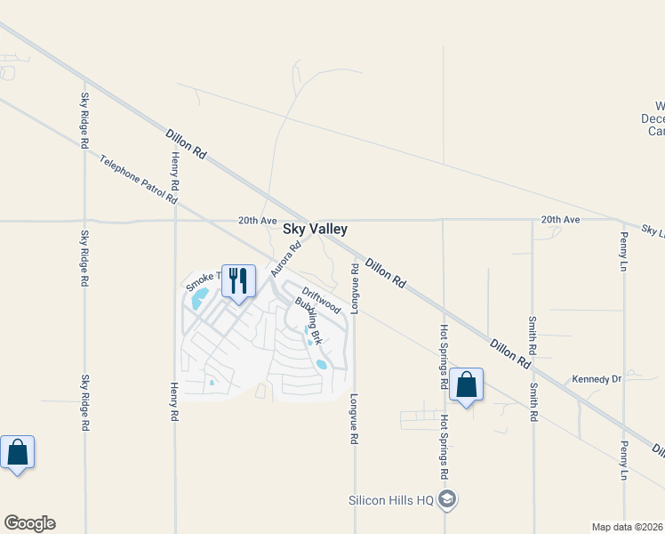 map of restaurants, bars, coffee shops, grocery stores, and more near Telephone Patrol Road in Desert Hot Springs