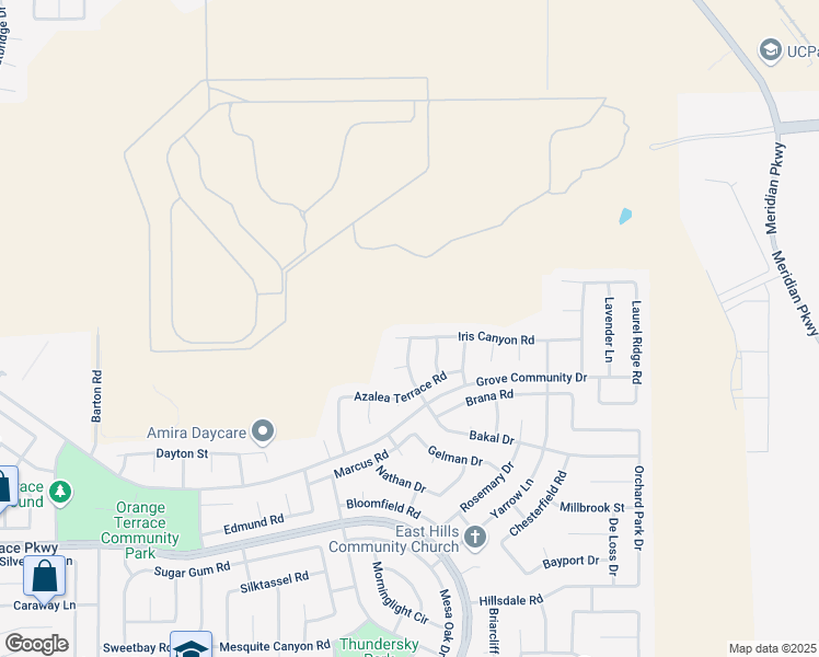 map of restaurants, bars, coffee shops, grocery stores, and more near 20642 Iris Canyon Road in Riverside
