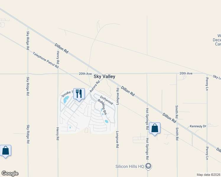 map of restaurants, bars, coffee shops, grocery stores, and more near Telephone Patrol Road in Desert Hot Springs