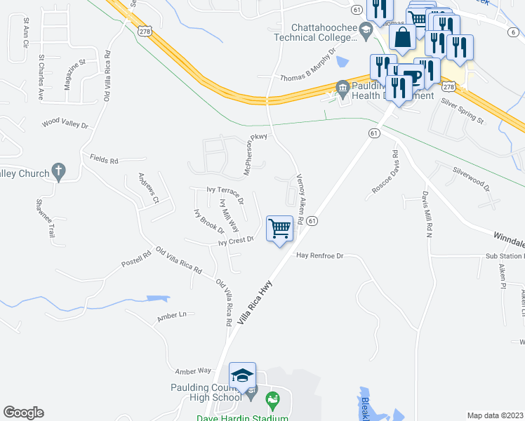 map of restaurants, bars, coffee shops, grocery stores, and more near 422 Ivy Crest Drive in Dallas