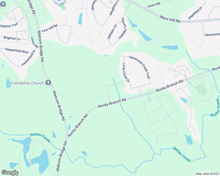 map of restaurants, bars, coffee shops, grocery stores, and more near 1050 Old Waverly Way in Bogart