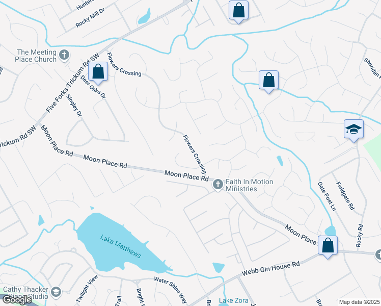 map of restaurants, bars, coffee shops, grocery stores, and more near 1028 Flowers Crossing in Lawrenceville