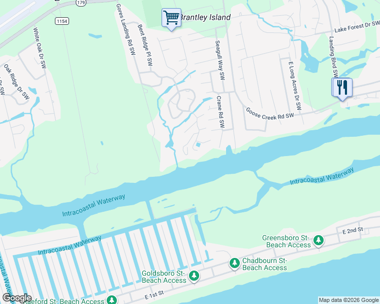 map of restaurants, bars, coffee shops, grocery stores, and more near 1774 Bent Tree Trail Southwest in Ocean Isle Beach