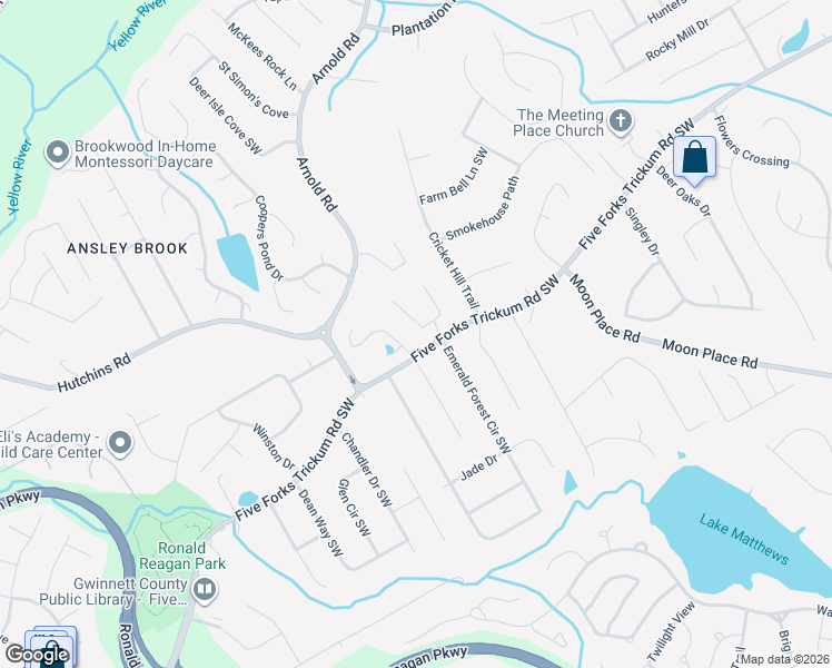 map of restaurants, bars, coffee shops, grocery stores, and more near 641 Emerald Forest Circle Southwest in Lawrenceville
