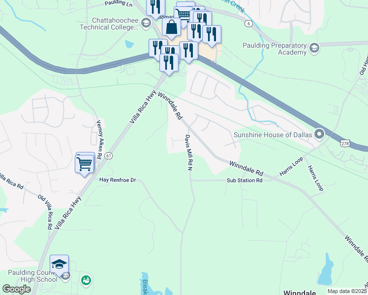 map of restaurants, bars, coffee shops, grocery stores, and more near 6 Turner Lane in Dallas