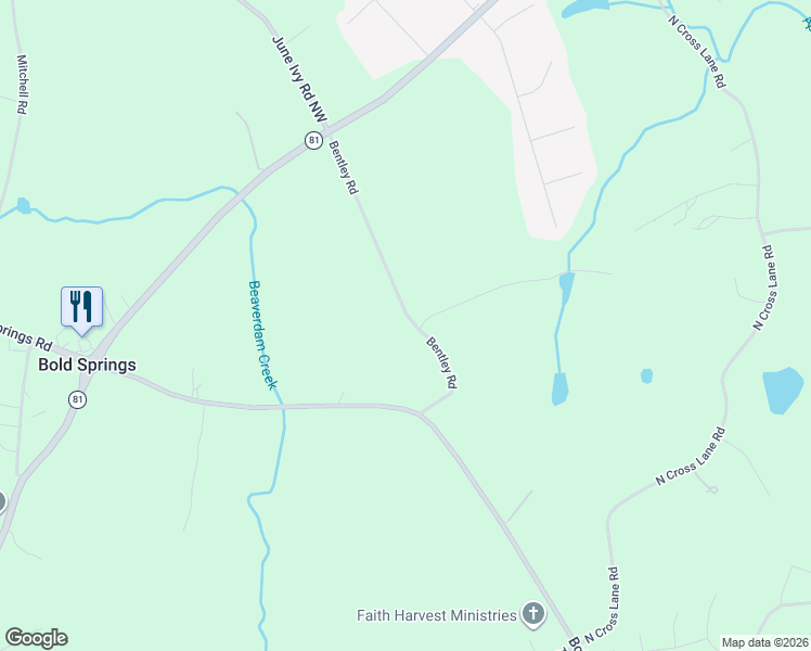 map of restaurants, bars, coffee shops, grocery stores, and more near 4752 Bentley Road in Monroe