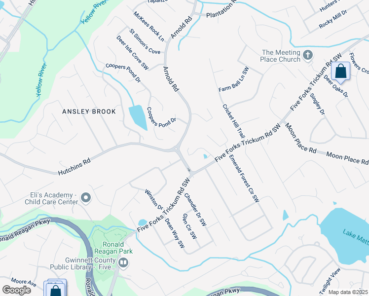 map of restaurants, bars, coffee shops, grocery stores, and more near 485 Rosehill Lane Southwest in Lawrenceville