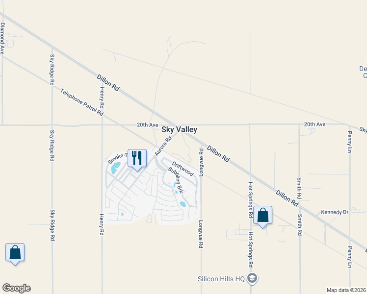 map of restaurants, bars, coffee shops, grocery stores, and more near Telephone Patrol Road in Desert Hot Springs