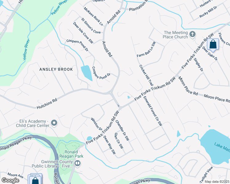 map of restaurants, bars, coffee shops, grocery stores, and more near 485 Rosehill Lane Southwest in Lawrenceville