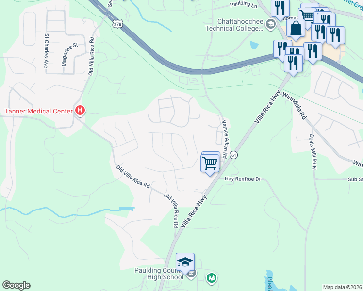 map of restaurants, bars, coffee shops, grocery stores, and more near 414 Ivy Terrace Drive in Dallas